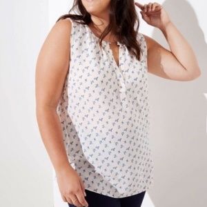 LOFT Mixed Media BlueBird Sleeveless Blouse